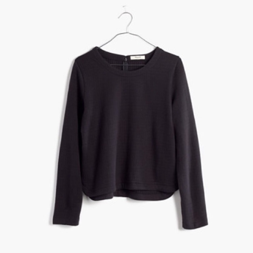 Madewell Black jacquard grid quilted top Large